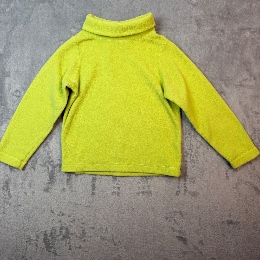 Hanna Andersson Fleece Pullover Kids 120 Lime Green Roll Neck Sweater Layering